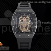 JBF 리차드밀 RM052 블랙세라믹 뚜르비옹 스켈레톤 스컬다이얼 블랙러버스트랩 RM052 Skull Brushed Black Ceramic Real Tourbillon JBF 1:1 Best Edition RG Skull Dial on Black Rubber Strap