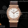 HBF 위블로 클래식퓨전 로즈골드 45미리 화이트다이얼 브라운거미스트랩 Classic Fusion 45mm RG HBF 1:1 Best Edition White Dial on Brown Gummy Strap A2892
