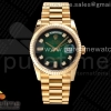GMF 롤렉스 데이데이트36 옐로우골드 그린다이얼 다이아인덱스 스틸브레이슬릿 Day Date 36 YG 904L Steel Fluted Bezel GMF 1:1 Best Edition Green Diamonds Dial on YG Bracelet A2836