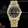 GMF 롤렉스 데이데이트36 옐로우골드 블랙다이얼 다이아인덱스 다이아베젤 스틸브레이슬릿 Day Date 36 YG 904L Steel Diamonds Bezel GMF 1:1 Best Edition Black Diamonds Dial on YG Bracelet A2836