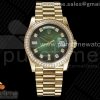 GMF 롤렉스 데이데이트36 옐로우골드 그린다이얼 다이아인덱스 다이아베젤 스틸브레이슬릿 Day Date 36 YG 904L Steel Diamonds Bezel GMF 1:1 Best Edition Green Diamonds Dial on YG Bracelet A2836