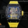 KVF 리차드밀 RM035-02 블랙세라믹 스켈레톤다이얼 옐로우러버스트랩 RM035-02 Black Ceramic KVF 1:1 Best Edition Skeleton Dial on Yellow Rubber Strap Clone RMUL1