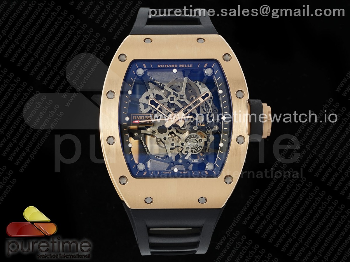 KVF 리차드밀 RM035-02 로즈골드 스켈레톤다이얼 블랙러버스트랩  RM035-02 RG KVF 1:1 Best Edition Skeleton Dial on Black Rubber Strap Clone RMUL1