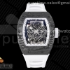 ZF V3 리차드밀 RM055 리얼NTPT 화이트스켈레톤다이얼 화이트러버스트랩 RM055 Real NTPT ZF 1:1 Best Edition Skeleton White Dial on White Rubber Strap NH05A V3
