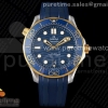 (NEW) VSF 오메가 씨마스터 다이버300 옐로우골드콤비 블루다이얼 블루러버스트랩 2018 2018 Seamaster Diver 300M SS/YG VSF 1:1 Best Edition YG Bezel Blue Dial on Blue Rubber Strap A8800