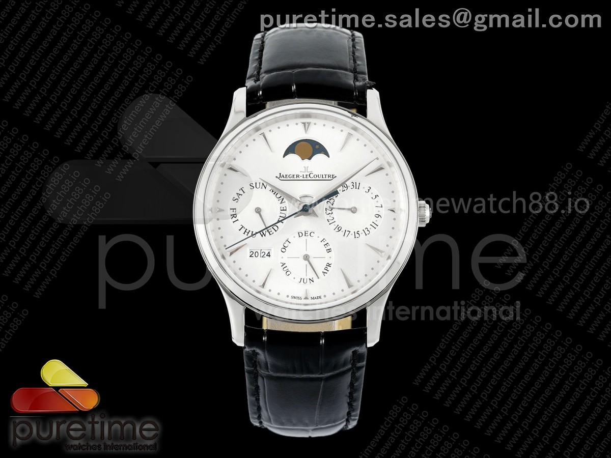 VRF 예거 마스터 울트라씬 퍼페츄얼 캘린더 화이트다이얼 블랙가죽스트랩  Master Ultra Thin Perpetual Calendar SS VRF 1:1 Best Edition White Dial on Black Leather Strap A868