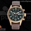 AZF IWC 파일럿 크로노 스핏파이어 브론조 그린다이얼 브라운가죽스트랩 Pilot Chrono Spitfire IW387902 Bronze AZF 1:1 Best Edition Green Dial on Brown Leather Strap A7750