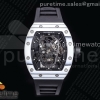 JBF 리차드밀 RM052-01 화이트베젤 블랙스켈레톤스컬다이얼 블랙러버스트랩 RM052-01 Tourbillon PVD White Bezel JBF Best Edition Skeleton Dial on Black Rubber Strap