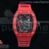 JBF 리차드밀 RM052-01 레드베젤 블랙스켈레톤스컬다이얼 레드러버스트랩 RM052-01 Tourbillon PVD Red Bezel JBF Best Edition Skeleton Dial on Red Rubber Strap