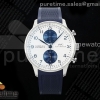 Z+F IWC 파일럿 포르투기저 크로노 화이트/블루다이얼 블루러버스트랩 Portuguese Chrono IW3716 Z+F 1:1 Best Edition White/Blue Dial on Blue Rubber Strap A69355