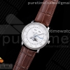 OMF V3 블랑팡 빌레레 6654 화이트다이얼 브라운가죽스트랩 Villeret 6654 SS Complicated Function OMF 1:1 Best Edition White Dial on Brown Leather Strap A6654 V3