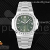PPF V4 파텍필립 노틸러스점보 5711 다이아베젤 그린다이얼 스틸브레이슬릿 Nautilus 5711/1A PPF 1:1 Best Edition Green Textured Dial T Diamonds Bezel on SS Bracelet 324CS V4