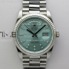 QF 롤렉스 데이데이트36 텅스텐(Cu-W) 아이스블루바게트다이얼 스틸브레이슬릿 Day Date 128239 Gain Weight SS QF 1:1 Best Edition Ice Blue Dial Diamond Markers on SS President Bracelet