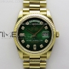 QF 롤렉스 데이데이트36 텅스텐(Cu-W) 옐로우골드 그린텐포인트다이얼 스틸브레이슬릿 Day Date 128238 Gain Weight YG QF 1:1 Best Edition Green Dial Diamond Markers on YG President Bracelet