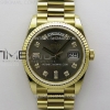 QF 롤렉스 데이데이트36 텅스텐(Cu-W) 옐로우골드 그레이텐포인트다이얼 스틸브레이슬릿 Day Date 128238 Gain Weight YG QF 1:1 Best Edition Gray Dial Diamond Markers on YG President Bracelet