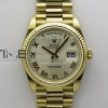 QF 롤렉스 데이데이트36 텅스텐(Cu-W) 옐로우골드 샴페인로만다이얼 스틸브레이슬릿 Day Date 128238 Gain Weight YG QF 1:1 Best Edition Champagne Dial Roman Markers on YG President Bracelet