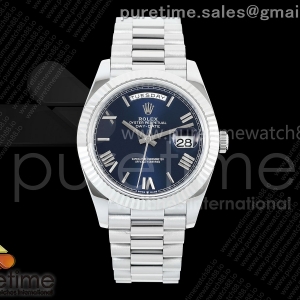 QF V8 롤렉스 데이데이트40 텅스텐(Cu-W) 블루로만다이얼 스틸브레이슬릿 190g DayDate 40 SS QF 1:1 Best Edition 904L Steel Blue Roman Dial on President Bracelet VR3255 V8 (Gain Weight)