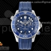 OMF 오메가 씨마스터 다이버300 크로노 블루다이얼 블루러버스트랩 Seamaster 300M Chrono SS OMF 1:1 Best Edition Blue Dial on Blue Rubber Strap A9900
