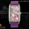 ZF 프랭크뮬러 롱아일랜드 레이디 다이아베젤 자개다이얼 퍼플가죽스트랩 Long Island Ladies SS Diamonds Bezel ZF 1:1 Mother of Pearl Dial on Purple Leather Strap Swiss Ronda Quartz