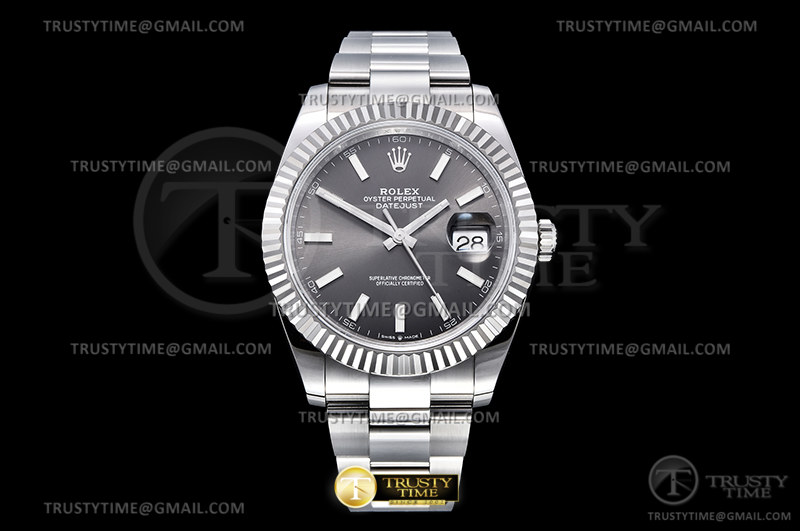 CLEANF 클린공장 롤렉스 데이저스트41 그레이다이얼 오이스터브레이슬릿 DateJust 41 126334 Clean 1:1 Best Edition 904L Steel Gray Stick Dial on Oyster Bracelet VR3235