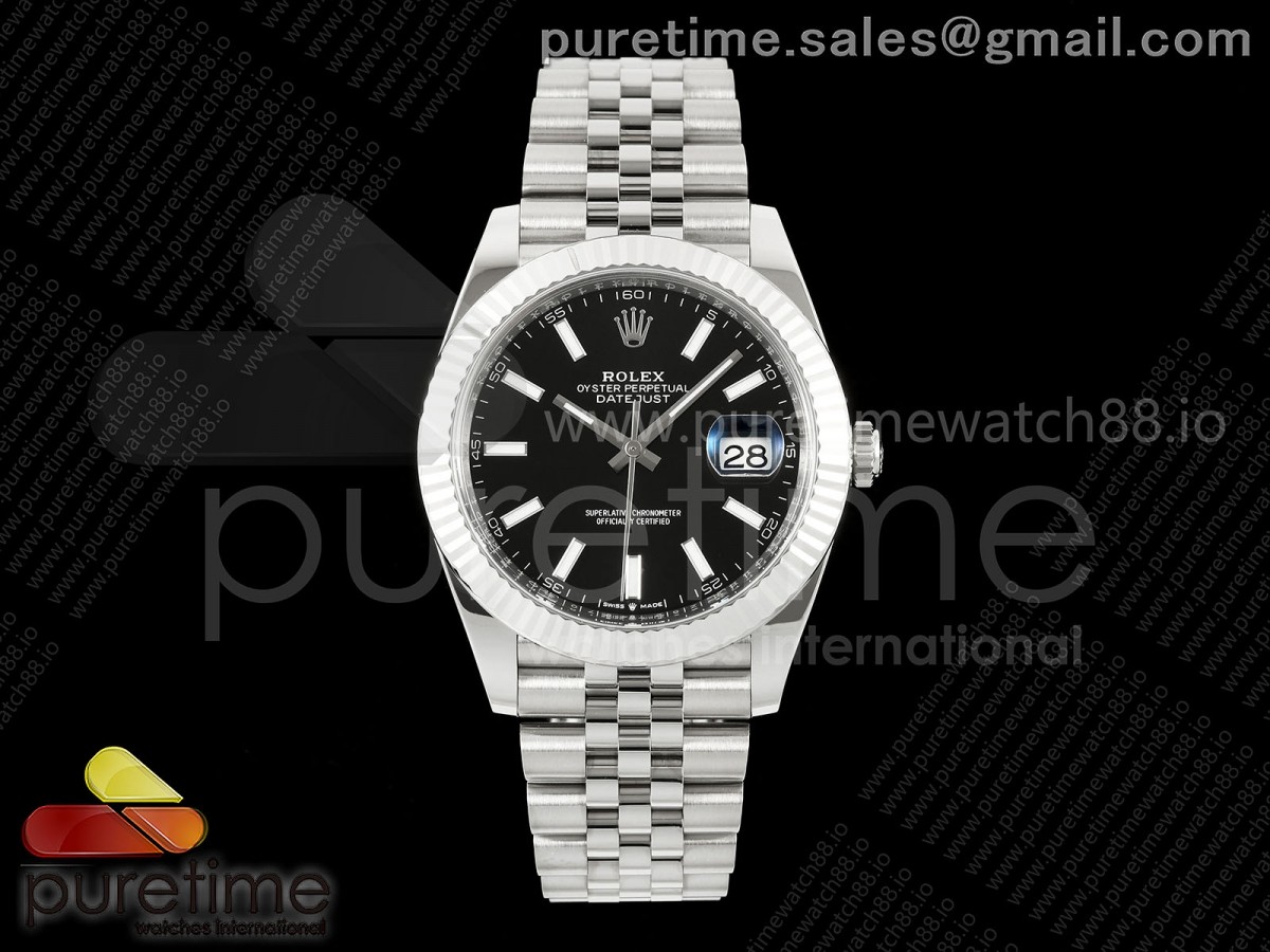 CleanPlus 클린플러스 롤렉스 데이저스트41 프리스프렁 블랙다이얼 쥬빌레브레이슬릿 133g DateJust 41 126334 Clean Plus 1:1 Best Edition Black Stick Dial on Jubilee Bracelet JH3235 (Free Sprung)