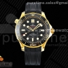 ORF 오메가 씨마스터 다이버300 옐로우골드 제인스본드 블랙다이얼 블랙러버스트랩 Seamaster Diver 300M YG 007 James Bond ORF 1:1 Best Edition on Black Rubber Strap A8807