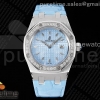 TWF 로얄오크 오프쇼어 레이디 블루다이얼 다이아베젤 블루가죽스트랩 Royal Oak Offshore Ladies 37mm SS TWF Best Edition Blue Dial Diamonds Bezel on Blue Leather Strap ETA Quartz