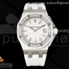 TWF 로얄오크 오프쇼어 레이디 화이트다이얼 다이아베젤 화이트러버스트랩  Royal Oak Offshore Ladies 37mm 67540 SS TWF Best Edition White Dial on White Rubber Strap ETA Quartz