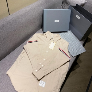 터보 톰브라운 삼선띠 베이지 셔츠 자켓