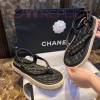 해피네 샤넬 CC로고 체인장식 블랙 샌들