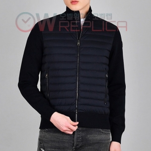 탑몽클 몽클레어 메탈배지 네이비 울 가디건 패딩 집업