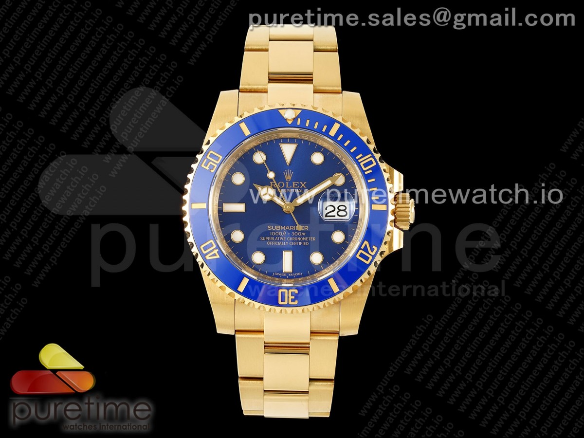 CLEANF 클린공장 롤렉스 서브마리너 옐로우골드금통 블루인서트 블루다이얼 스틸브레이슬릿 Submariner 116618 LB Blue Ceramic YG Plated 904L Steel Clean 1:1 Best Edition VR3135