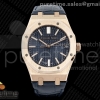 APSF V2 오데마피게 로얄오크 15510 로즈골드 블루다이얼 블랙가죽스트랩  Royal Oak 15510 RG APSF 1:1 Best Edition Blue Dial on Blue Leather Strap SA4302 Super Clone V2 (SW Dial)