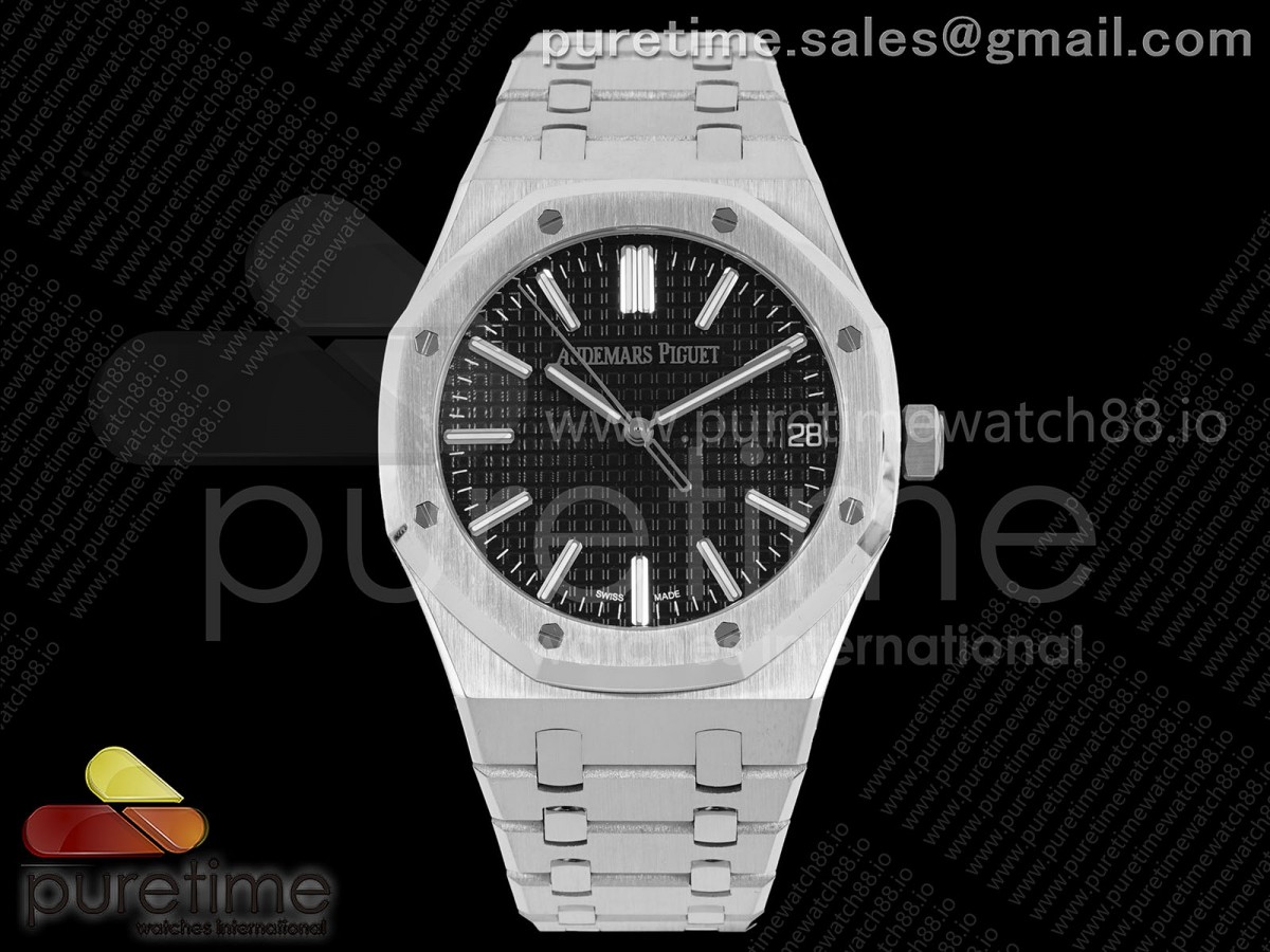 APSF V2 오데마피게 로얄오크 15510 블랙다이얼 스틸브레이슬릿 Royal Oak 15510 SS APSF 1:1 Best Edition Black Dial on SS Bracelet SA4302 Super Clone V2 (SW Dial)