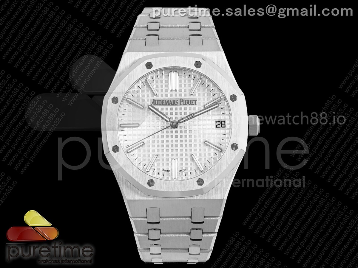 APSF V2 오데마피게 로얄오크 15510 화이트다이얼 스틸브레이슬릿  Royal Oak 15510 SS APSF 1:1 Best Edition White Dial on SS Bracelet SA4302 Super Clone V2 (SW Dial)