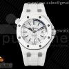 APSF 오데마피게 로얄오크 오프쇼어 다이버 15707 화이트세라믹 화이트다이얼 화이트러버스트랩 Royal Oak Offshore Diver 15707 White Ceramic APSF 1:1 Best Edition SA3120 Super Clone