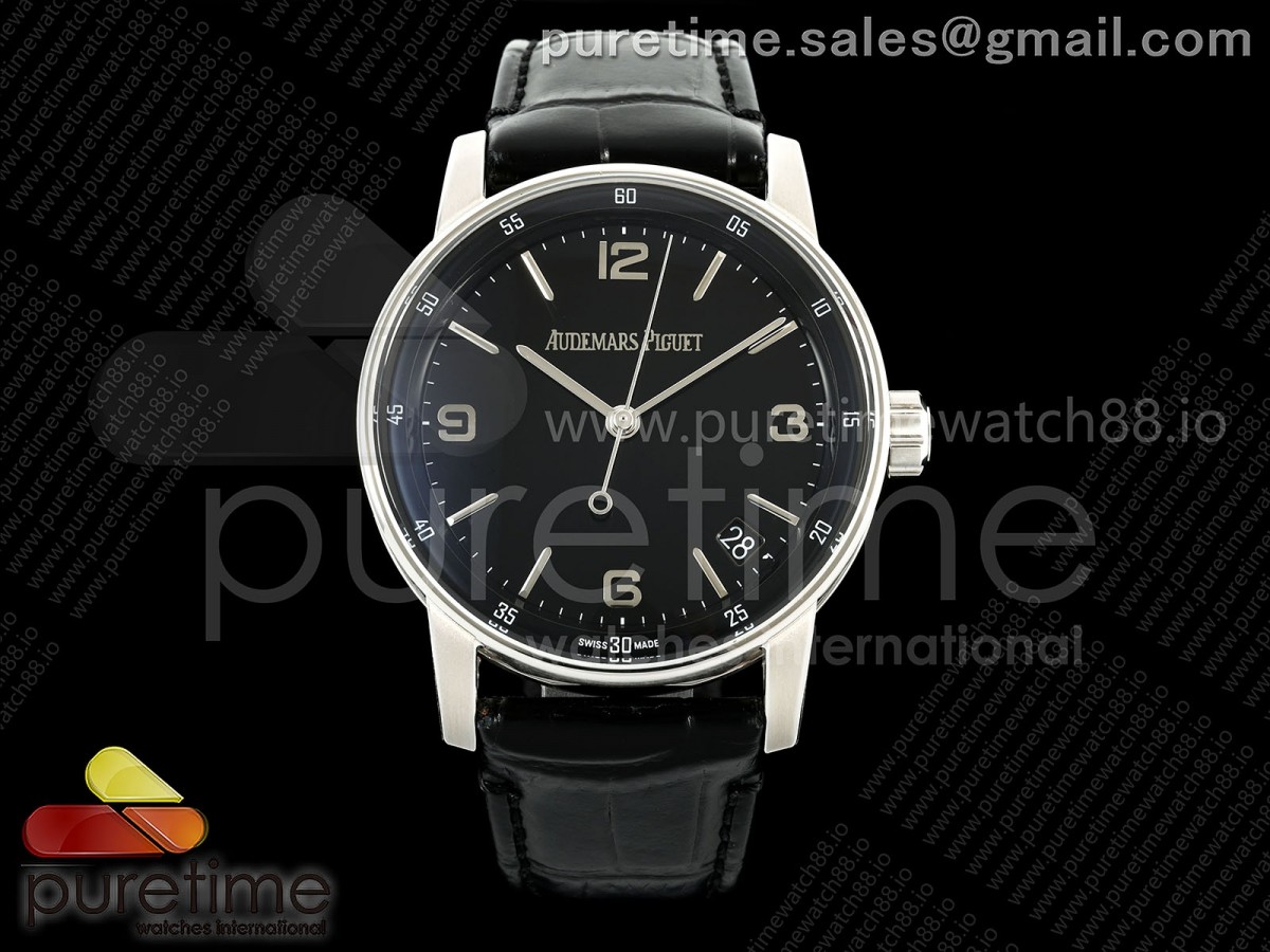 APSF 오데마피게 코드 11.59 15210 블랙다이얼 블랙가죽스트랩 Code 11.59 SS 15210 APSF 1:1 Best Edition Black Dial on Black Leather Strap SA4302 Super Clone