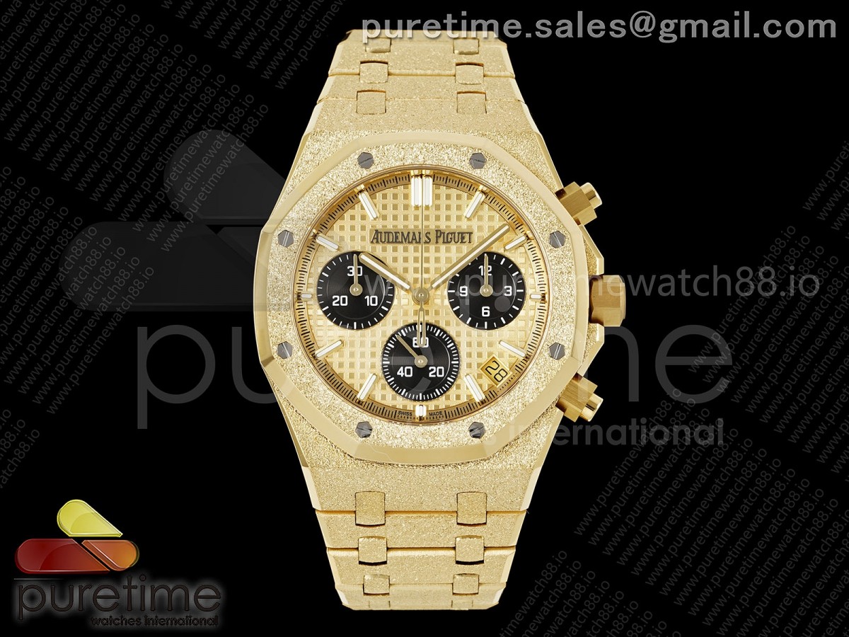 APSF 오데마피게 로얄오크 크로노 26240 옐로우골드프로스티드 옐골다이얼 스틸브레이슬릿 Royal Oak Chrono 26240 Frosted YG APSF 1:1 Best Edition YG Dial on Bracelet SA4401 Super Clone