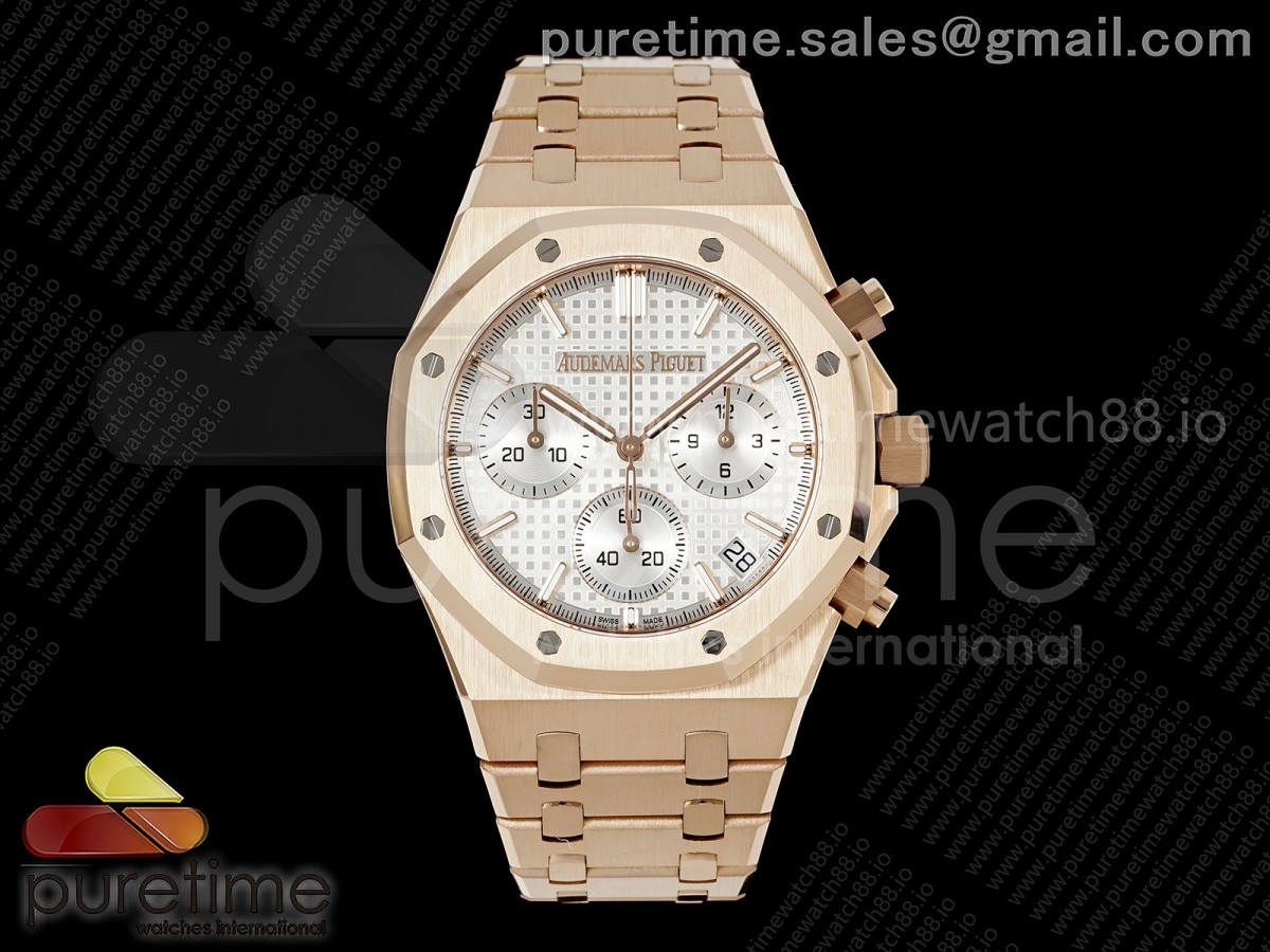 APSF 오데마피게 로얄오크 크로노 26240 로즈골드 실버다이얼 스틸브레이슬릿  Royal Oak Chrono 26240 RG APSF 1:1 Best Edition Silver Dial on RG Bracelet SA4401 Super Clone