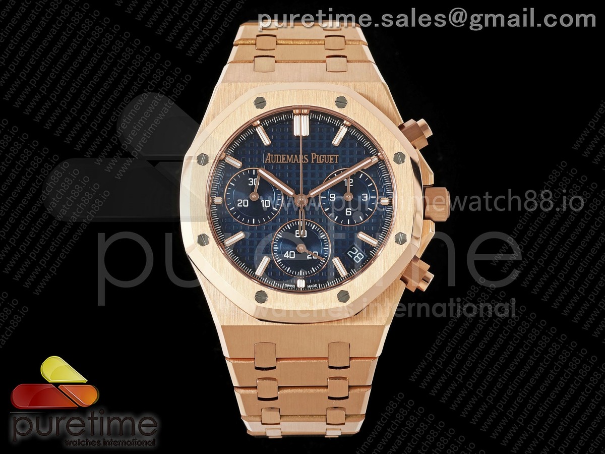 APSF 오데마피게 로얄오크 크로노 26240 로즈골드 블루다이얼 스틸브레이슬릿 Royal Oak Chrono 26240 RG APSF 1:1 Best Edition Blue Dial on RG Bracelet SA4401 Super Clone