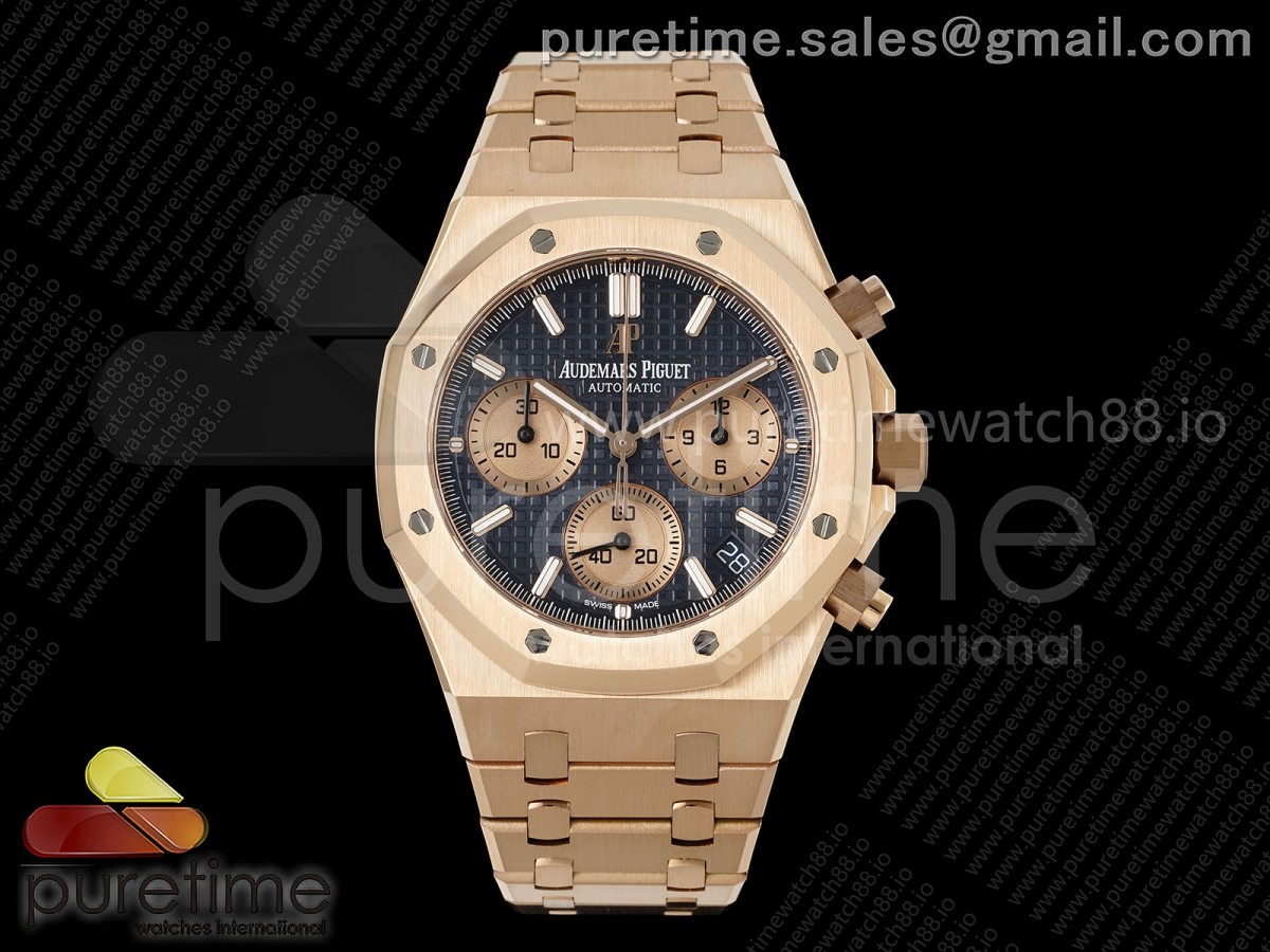 APSF 오데마피게 로얄오크 크로노 26240 로즈골드 블루/로골다이얼 스틸브레이슬릿  Royal Oak Chrono 26240 RG APSF 1:1 Best Edition Blue/RG Dial on RG Bracelet SA4401 Super Clone
