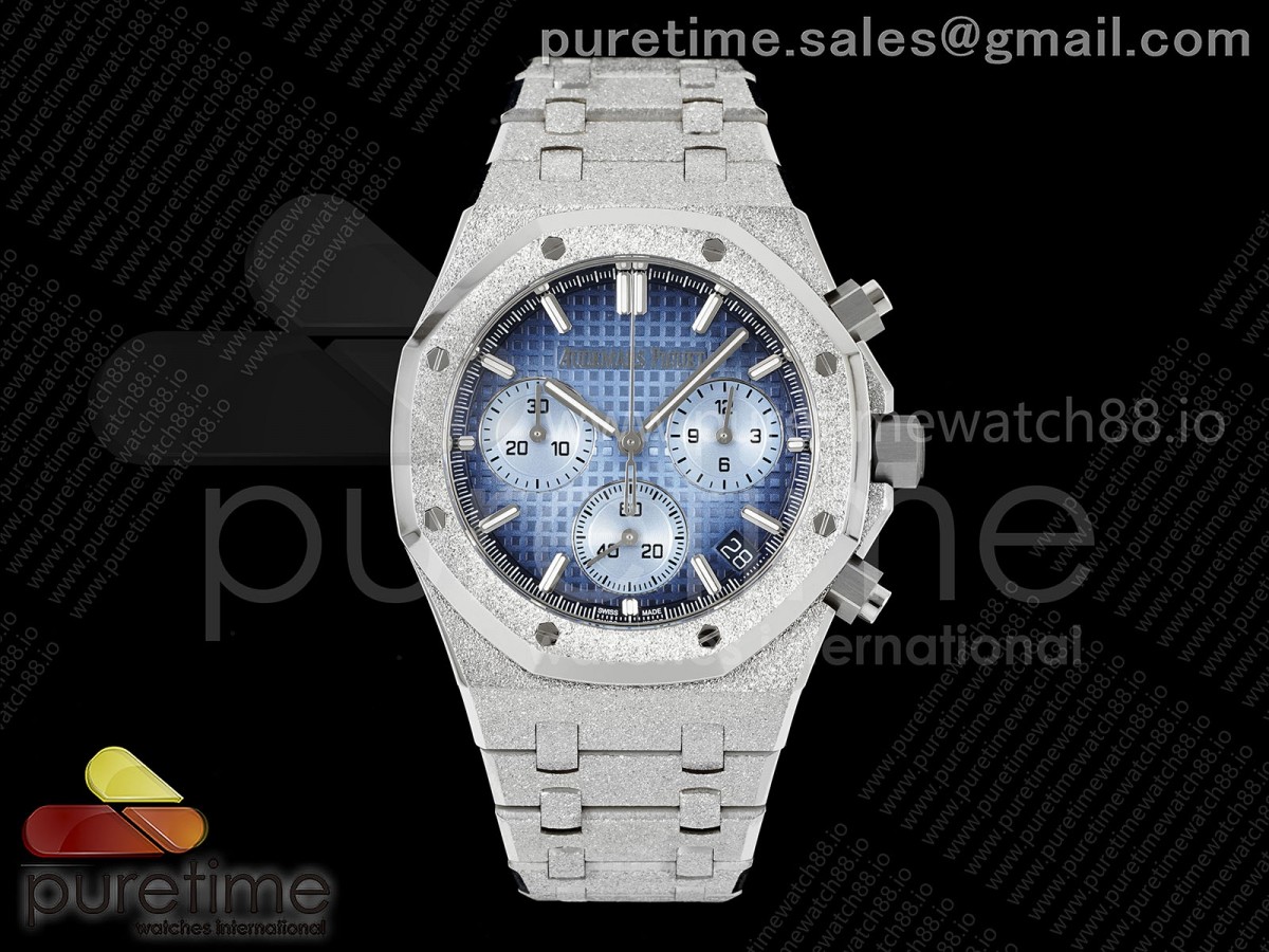 APSF 오데마피게 로얄오크 크로노 26240 프러스티드 아이스블루다이얼 스틸브레이슬릿  Royal Oak Chrono 26240 Frosted SS APSF 1:1 Best Edition Ice Blue Dial on Bracelet SA4401 Super Clone