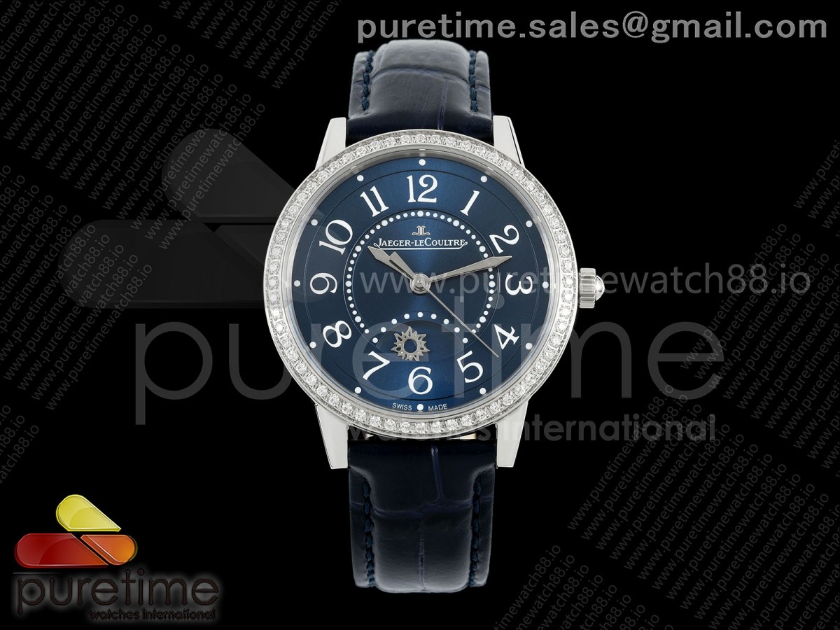 APSF 예거 랑데뷰 나이트앤데이 다이아베젤 블루다이얼 블루가죽스트랩 Rendez-Vous Night & Day SS APSF 1:1 Best Edition Blue Dial Diamonds Bezel on Blue Leather Strap SA898