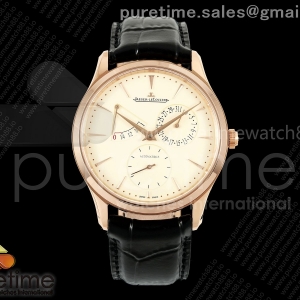 APSF 예거 마스터울트라씬 파워리저브 로즈골드 크림다이얼 블랙가죽스트랩  Master Ultra Thin Power Reserve RG APSF 1:1 Best Edition Cream Dial on Brown Leather Strap DD938 Super Clone $398.00