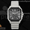 3KF 까르띠에 산토스 라지 블랙베젤 그레이다이얼 스틸브레이슬릿 Santos de Cartier 40mm SS 3KF 1:1 Best Edition White Dial Black Bezel on SS Bracelet MIYOTA 9015