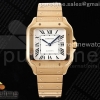 3KF 까르띠에 산토스 미듐 로즈골드 화이트다이얼 스틸브레이슬릿 Santos de Cartier 35mm RG 3KF 1:1 Best Edition White Dial on RG SmartLinks Bracelet MIYOTA 9015