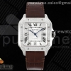 3KF 까르띠에 산토스 라지 다이아베젤 화이트다이얼 브라운가죽스트랩 Santos de Cartier 40mm 3KF 1:1 Best Edition White Dial Diamonds Bezel on Brown Leather Strap MIYOTA 9015