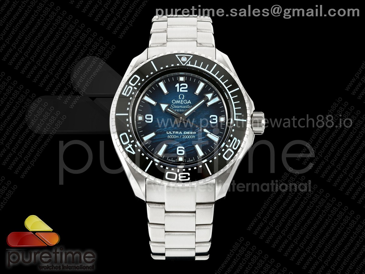 VRF 오메가 씨마스터 울트라딥 6000M 블루다이얼 스틸브레이슬릿 Seamaster 6000M Ultra Deep SS VRF 1:1 Best Edition Summer Blue Dial on SS Bracelet A8912 Super Clone