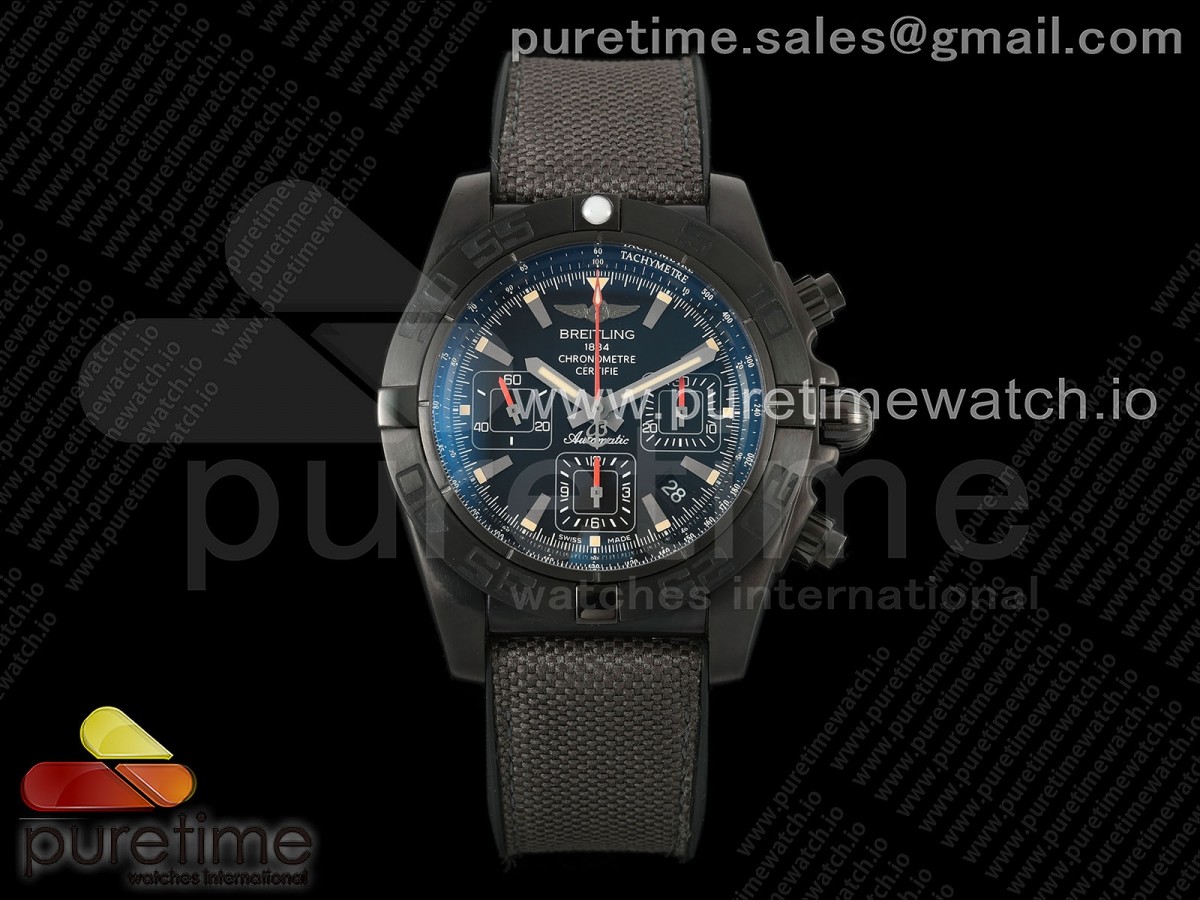 APSF 브라이틀링 크로노맷44 PVD블랙 블랙다이얼 그레이나일론스트랩 Chronomat 44 Blacksteel APSF 1:1 Best Edition Black Dial on Gray Nylon Strap A7750
