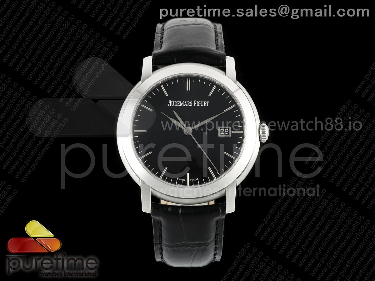 OMF 오데마피게 줄스오데마 15120 블랙다이얼 블랙가죽스트랩 Jules Audemars 15120 SS OMF 1:1 Best Edition Black Stick Dial on Black Leather Strap A3120